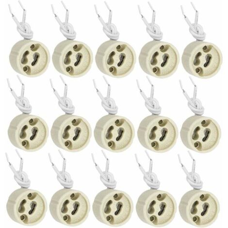 20 piezas GU10 Portalámparas Base Cerámica GU10 2A 250V con Cable de Silicona de 9cm Adaptador de Conector de Portalámparas para LED y Halógeno