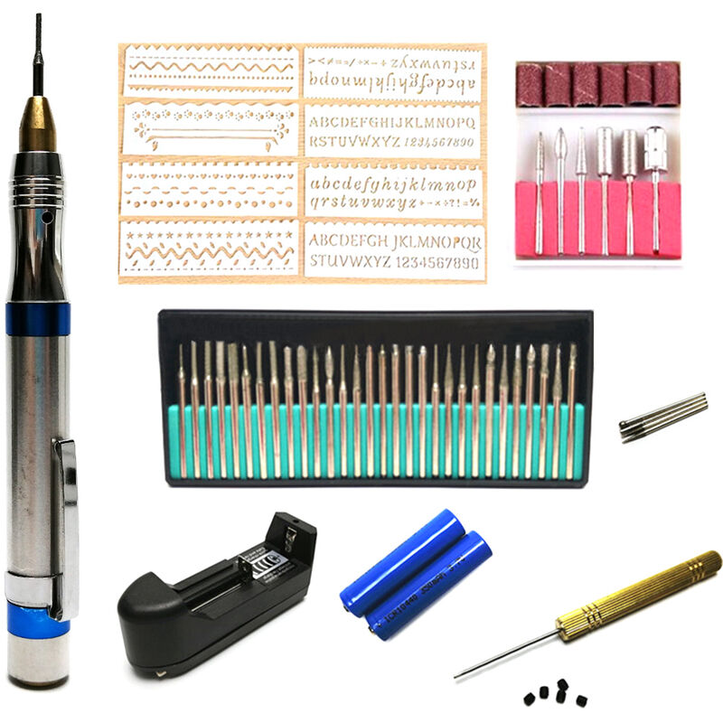 

Happyshopping - 60pcs Kit de herramientas de grabado Multifuncional Micro grabador electrico Pluma Portatil Mini DIY Vibro Herramienta de grabado