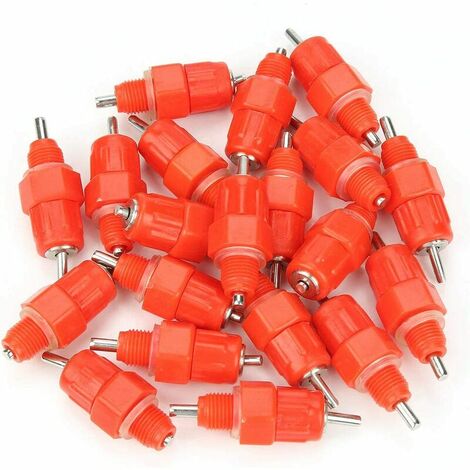 20 piezas pezones bebedor de pollo pezones automáticos para gallina aves de corral pollo pato dispensador de agua estilo tornillo alimentación de ganado equipo de riego de ganado rojo