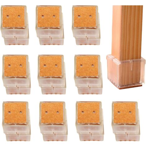 20 Piezas Protector Patas Sillas, Cuadradas Silicona con Almohadillas de Fieltro, Protege el Suelo de Arañazos y Ruido 3 a 3.5cm