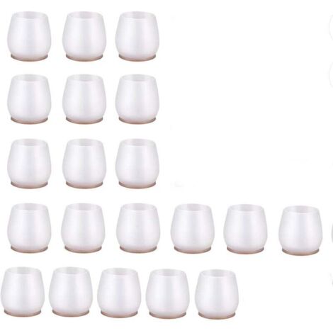 20 piezas Protectores de patas de silla Tapas protectoras Cubiertas transparentes Redondas Anti-ruido Talla XS