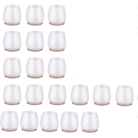20 piezas Protectores de patas de silla Tapas protectoras Cubiertas transparentes Redondas Anti-ruido Talla XS