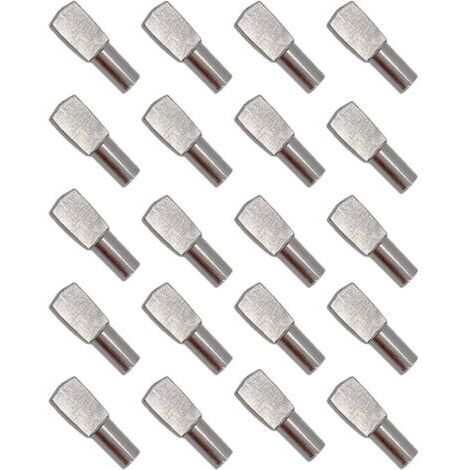 20 Piezas Soportes para Estantes Pasadores de Soporte para Estantes Tacos Soportes para Placa de Estante Metal Niquelado para Accesorios de Escritorio de Gabinete - 5 mm x 19 mm