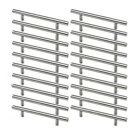 20 piezas tiradores de muebles de acero inoxidable, tiradores de armarios de cocina, paso de orificio de 128mm, forma de T, acero cepillado
