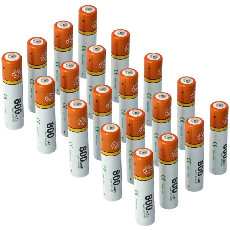 

20 Pilas AAA marca Micro, R3, HR03 800mAh para Panasonic KX-TG8563, KX-TG8611, KX-TG8621 - Vhbw