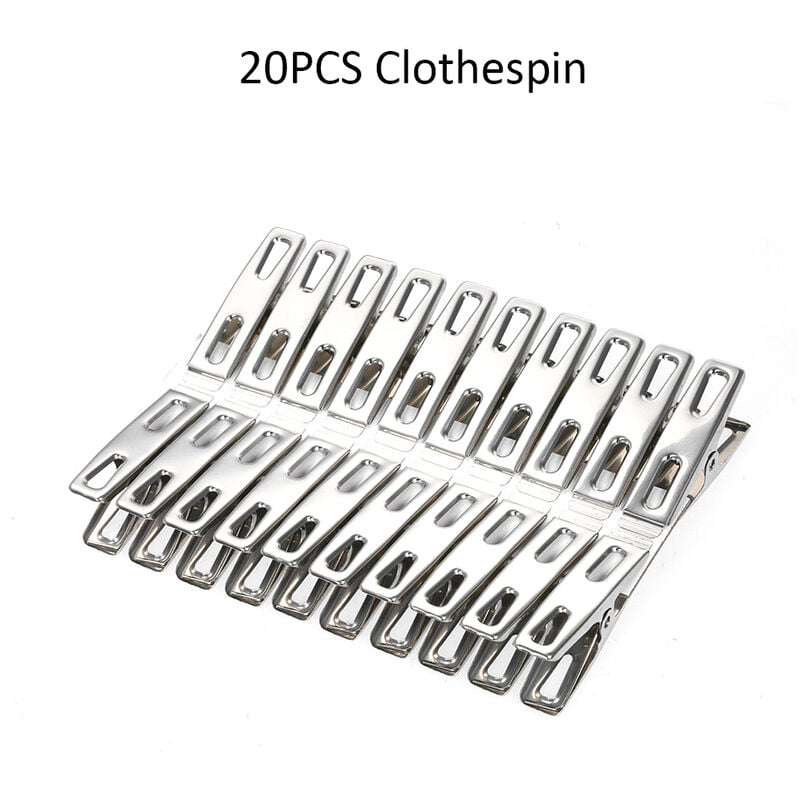 

20 pinzas para ropa pinzas para ropa de acero inoxidable, pinza de sellado de metal