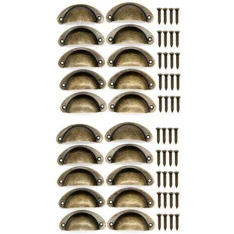 20 Poignées De Tasse Coquille Couleur Bronzée, Poignées De Tirage De Tiroir Vintage, PoignéEs Et Boutons De Porte De Placard De Cuisine Rétro Semi-Cercle, PoignéEs De Porte De Commode De Meub