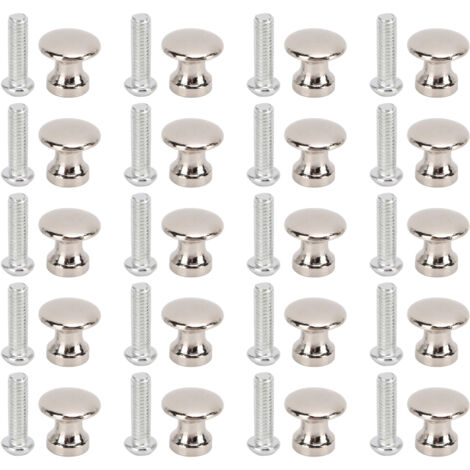 20 Poignées de tiroir en alliage de zinc 12x11mm, tête ronde, couleur blanc argenté, pour meuble et boîte à bijoux