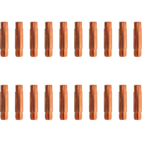 20 pointes contact cuivre M6x25x5.8mm pour torche 0.6/0.8/1.0 15ak. Consommables et accessoires pistolet de soudage. Buses de torche de soudage à fil mig mag de 0,8 mm