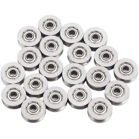 20 poleas con rodamiento de bolas ranurado en V V623ZZ para sistema de movimiento lineal de vías de ferrocarril, 3 x 12 x 4 mm