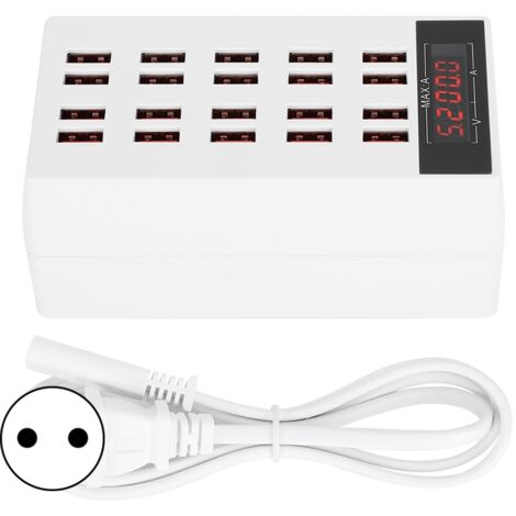 20-Port 100W USB-Ladestation – Intelligentes Schnellladen für Tablets und Smartphones (Weiß, EU)
