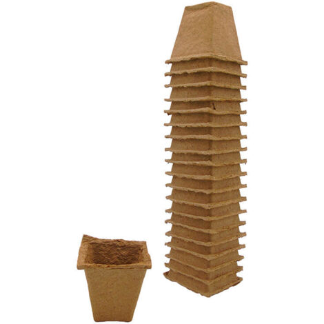 20 pots carrés biodégradables en fibres bois recyclées
