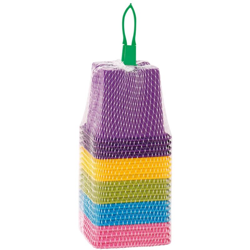 Romberg - 20 pots en plastique 8 cm carrés, 5 couleurs différentes