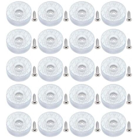 20 protectores de suelo redondos de silicona de 30 mm, antideslizantes y silenciosos, con tornillos, aptos para patas de sofá y cojines de silla.
