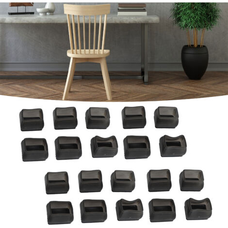 20 protectores rectangulares acolchados de silicona para patas de sillas – Negro transparente – Resistentes a los golpes, protegen los suelos de madera, reducen el ruido