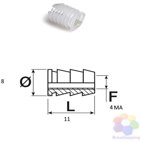 20 pz bussola nylon mm 8 esterno passo 4 mm x 11 h boccola per cerniere mobili