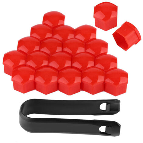 20 Radmutternabdeckungen 19 mm, äußerer Felgenschutz (rot)