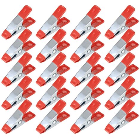 20 resistentes pinzas metálicas de resorte de 5 cm (2 pulgadas) con cabezales adhesivos, ideales para carpintería, acampada, reformas y fotografía. Color: rojo.
