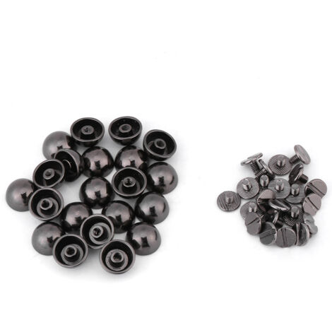 20 rivets champignon en métal pour fixation et décoration cuir, sac, ceinture, chaussures (noir) - lot de 20 pièces