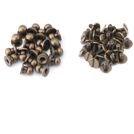 20 rivets en cuivre massif à tête ronde pour accessoires cuir DIY (8x6mm, bronze)