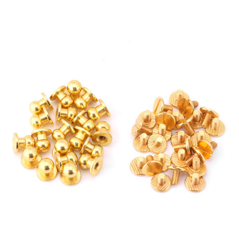 20 rivets en cuivre massif pour accessoires cuir DIY, tête ronde dorée 10x8mm