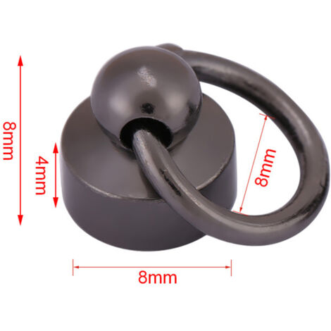 20 rivets noirs 8mm pour réparation de sacs en cuir, montage d'accessoires et chaînes de téléphone DIY
