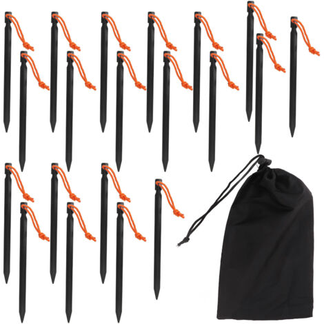 20 robuste, V-förmige Heringe mit Abspannleinen für Camping, 23 cm, schwarz – ideal für Zelte und Markisen im Freien