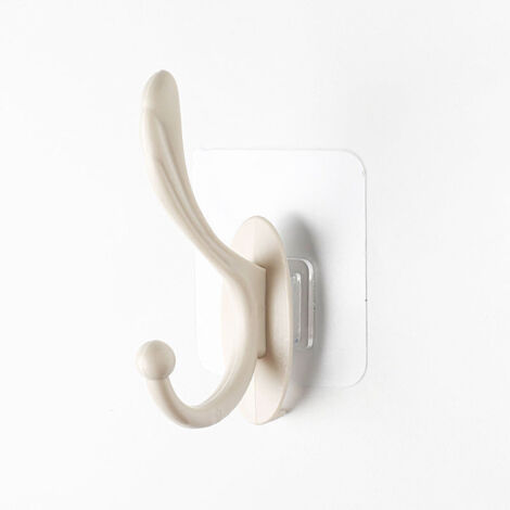 20 robusti ganci adesivi beige che si installano a parete senza bisogno di forare, adatti anche a pareti prive di ganci portanti.