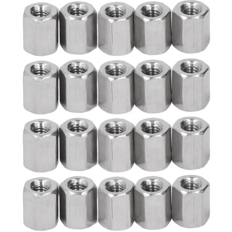 20 rostfreie Sechskant-Verbindungsmuttern aus Edelstahl M4 x 0,78 L10 mm, 6-seitig, zur Montage