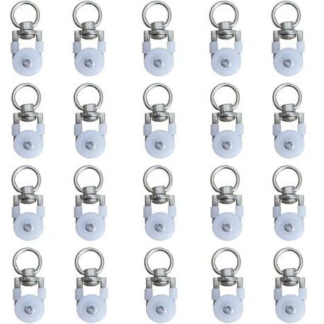 20 roulettes métalliques, galets de guidage, roulettes pour tringle à rideaux, roulettes silencieuses, galets pour tringle à rideaux double, compatibles avec la tringle à rideaux H206