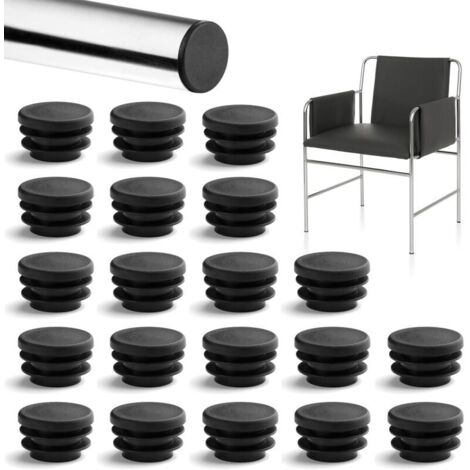 20 runde Rohrkappen für runde Rohre, schwarze Rohrendkappen, 25-mm-Stuhlendkappen für Möbel, Rutschschutz für Stühle, Sofas, Tische und Regale