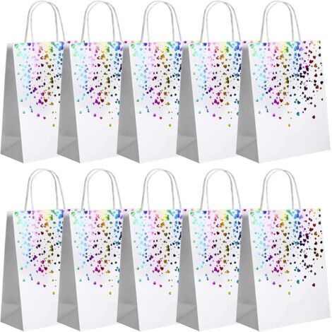 20 sacs cadeaux colorés en forme de cœur, en kraft.