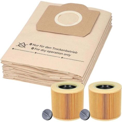 20 sacs d&39aspirateur et 2 filtres à poussière adaptés pour aspirateur Kärcher WD3 et MV3. Alternatives pour les sacs d aspirat