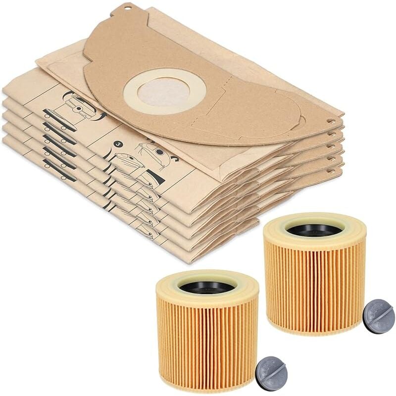 20 sacs d&39aspirateur et 2 filtres à poussière adaptés pour aspirateur Kärcher WD2 et MV2. Alternatives pour les sacs filtrants