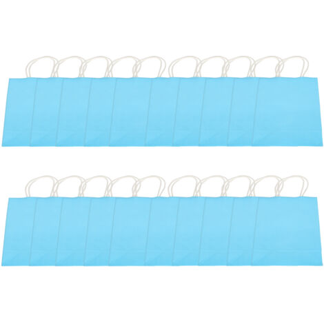 20 sacs en papier kraft réutilisables pour cadeaux, courses et fêtes d'anniversaire - 15x8x21 cm - Bleu