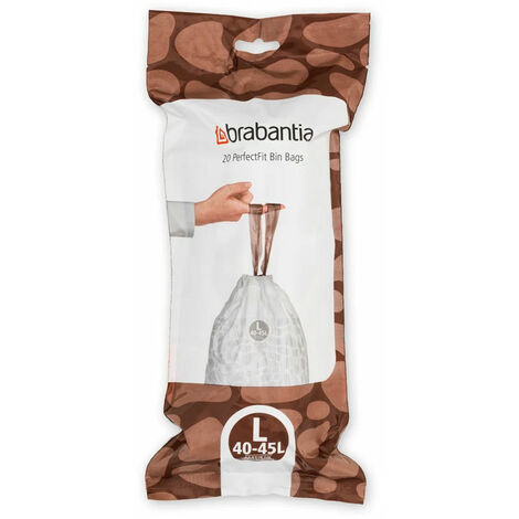 Brabantia Sacs poubelle 40-45L - Taille L, 10 sacs de 40-45L - Taille L