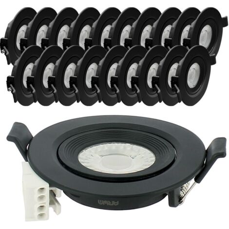 20 schwarze LED-Einbaustrahler ASTURIA, verstellbar, 7 W, Äq. 75W  Farbtemperatur: 4000K neutralweiß