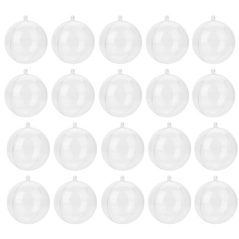 20 selbstbefüllbare, transparente Weihnachtskugeln aus Kunststoff (5 cm)