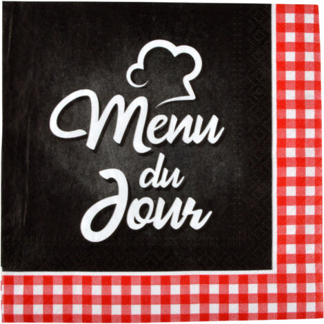 20 serviettes en papier Menu du jour
