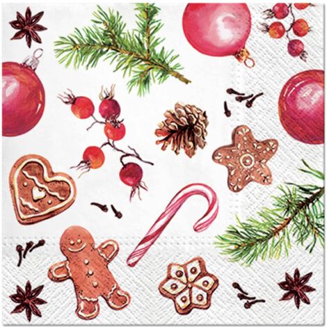 20 serviettes papier Friandise de noel