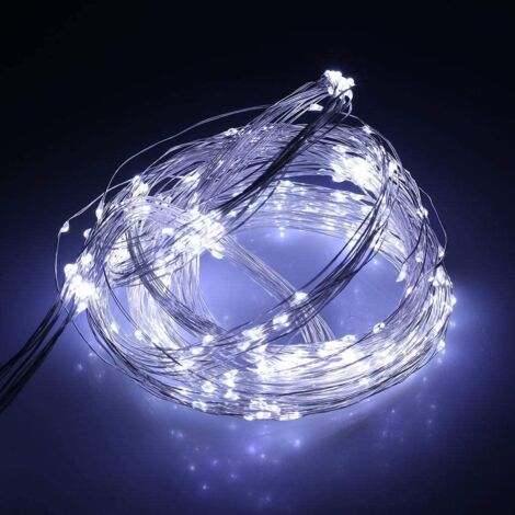 20 Sparkles White LED Battery Operated Lights with Silver Wire