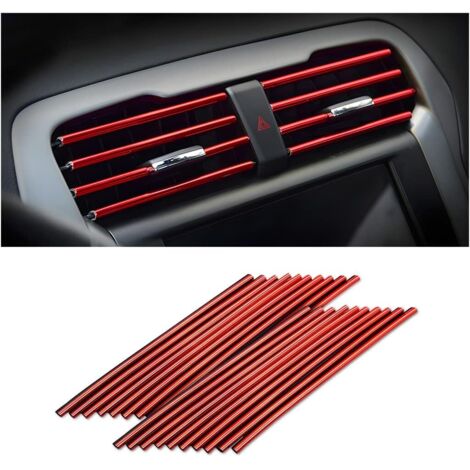 20 strisce decorative per bocchette dell'aria condizionata per auto, impermeabili e flessibili, adatte alla maggior parte delle bocchette dell'aria, accessori per interni auto (rosso)