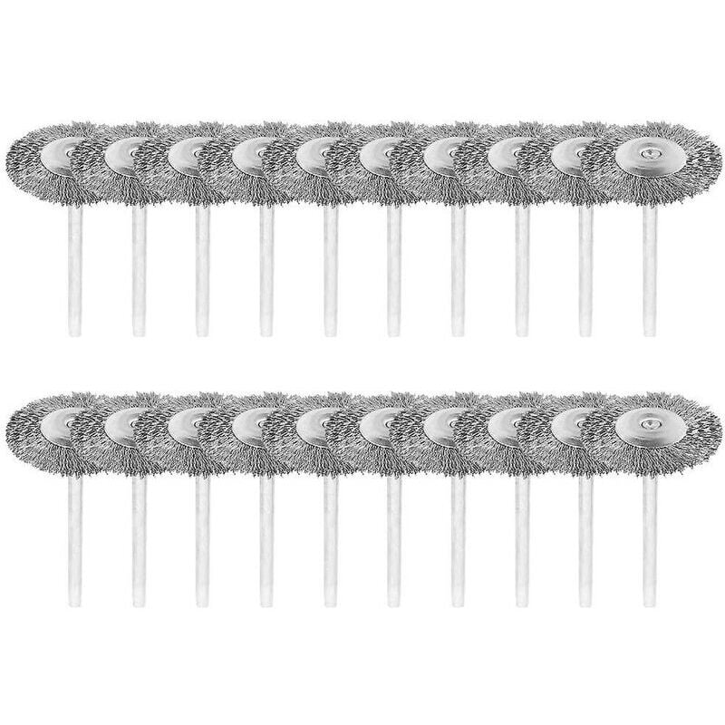 Image of 20 Stück Drahtbürsten mit 3 mm Schaft aus Edelstahl zum Polieren von Dremel-Drehwerkzeugen