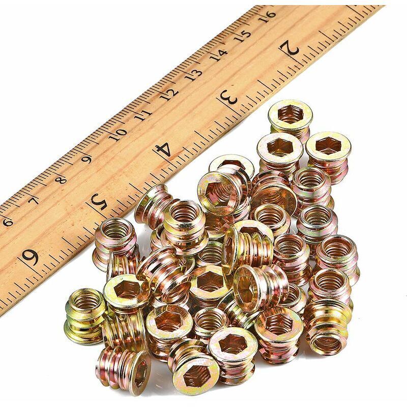 Packung mit 20 Gewindeeinsätzen für M8×15mm Holzschrauben - Sechskant-Holzmuttern (mit Sechskantschlüssel)