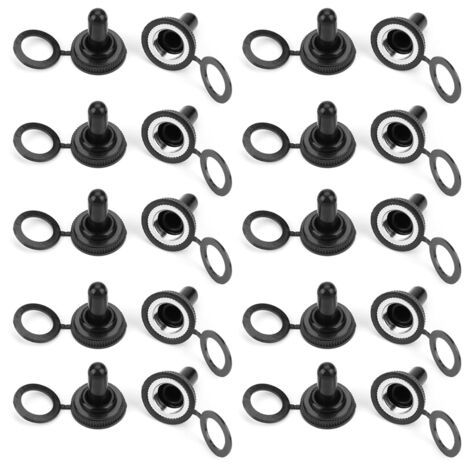 20 Stück 12-mm-Wippschalter-Abdeckkappen, wasserdicht, schwarz, neu, hochwertige Isolierung, einfache Montage. 20 wasserdichte Kappen für