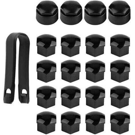 20 Stück 17mm Hochwertige Schraubenmutterabdeckung (4 Stück Verriegelungskappe + 16 Stück Normale Kappe), Sechskant-Schutzkappen für Radmuttern, mit Demontagewerkzeug (Schwarz)