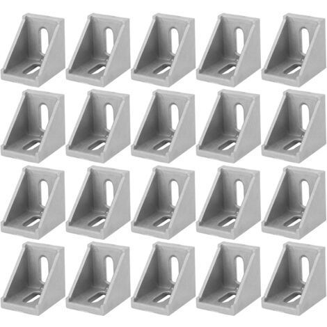 20 Stück Aluminium-L-Winkelverbinder für 3030-Profil, 2 Löcher, rechtwinklig