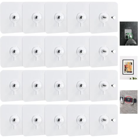 20 Stück Bilderhaken Selbstklebend Transparent Klebehaken Bilder-Haken Ohne Bohren Wandhaken Wasserdicht Bildaufhänger Selbstklebende Aufhängen Fenster für Bilder Poster Fotos Dekorative Gemälde Sonst