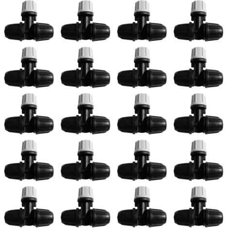20 Stück Dreiwege-Zerstäuberdüsen für 4/7-mm-Schläuche, verstellbare Mikrosprühdüsen, Bewässerungsdüsen, für Rasen und Garten, Grau