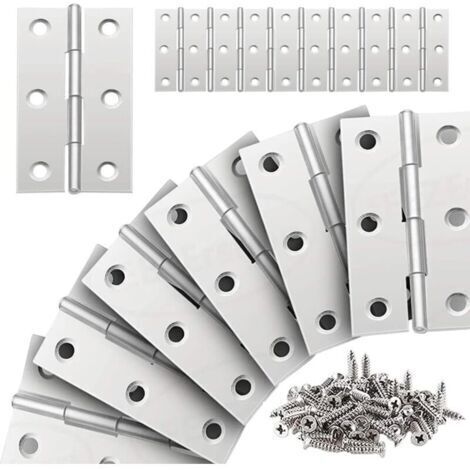 20 Stück Edelstahlscharnier, Schranktürscharnier, klappbares Flachscharnier, 66 38 mm, für Wohnmöbel, Hardware, Schrank, Schublade, Türschutz mit Schrauben